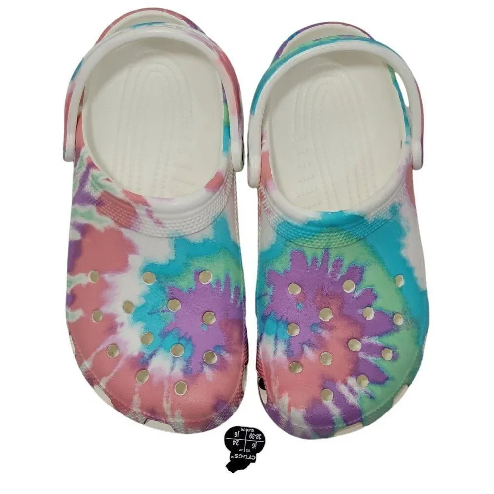 Crocs Clogs Jr Big Kid J6 Classic Tie Dye Multi Color Child 205451 Women 8 Men 6